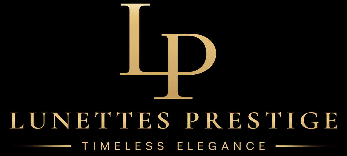Lunettes Prestige gouden LP logo op zwarte achtergrond