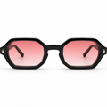 Rose Veil zwarte geometrische zonnebril met roze glazen - vooraanzicht